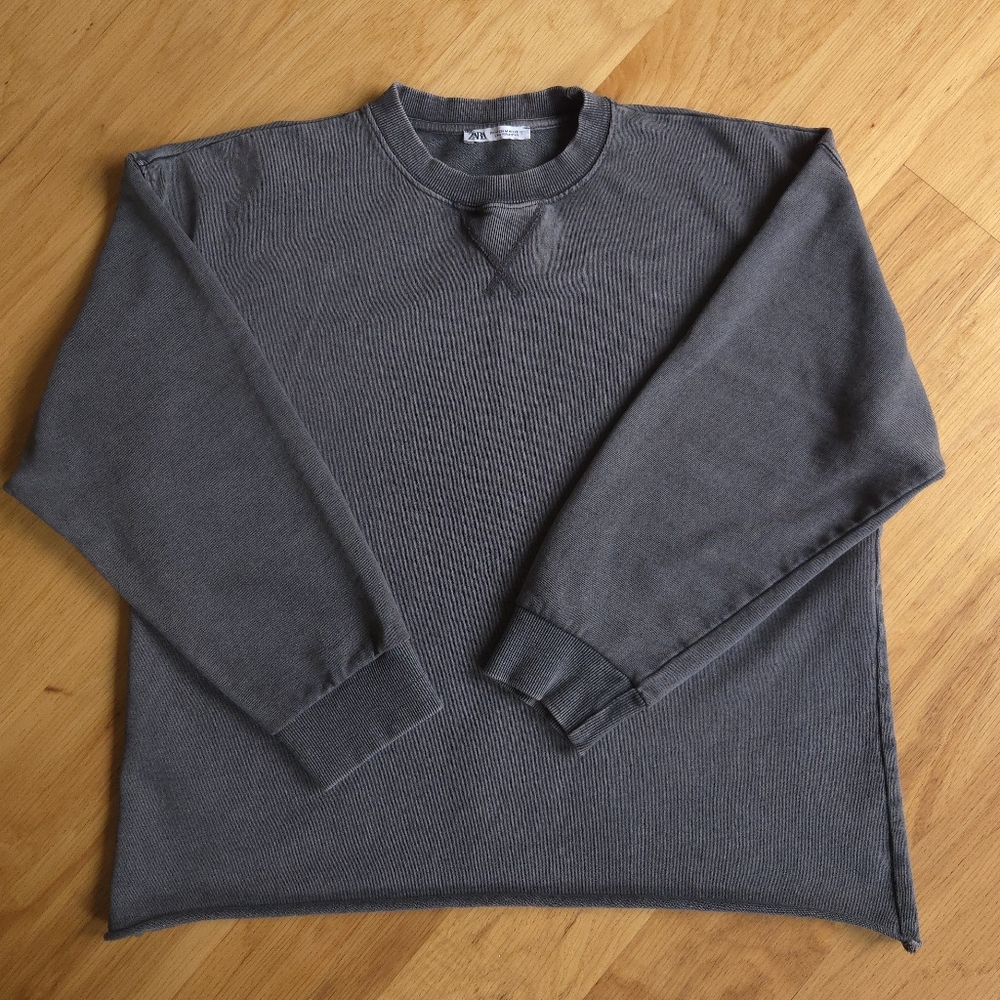 Zara Terry Sweatshirt Mineral Washed Gray - Picture 3 of 10